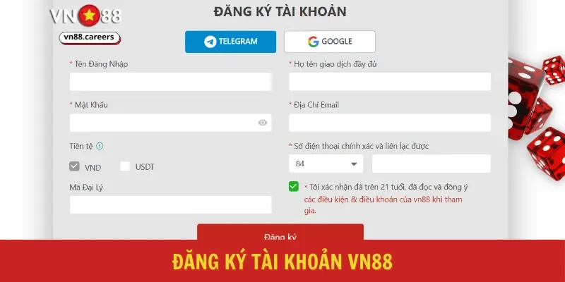 Đăng ký tài khoản VN88